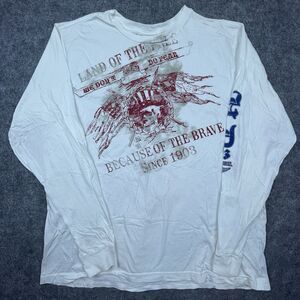 Harley Davidson Shirt 2XL White Skull Flag Patriotic Free Brave We Don't Do Fear